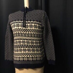 Marks Blue Nordic 1/4 Zip 100% Cotton Pullover Sweater